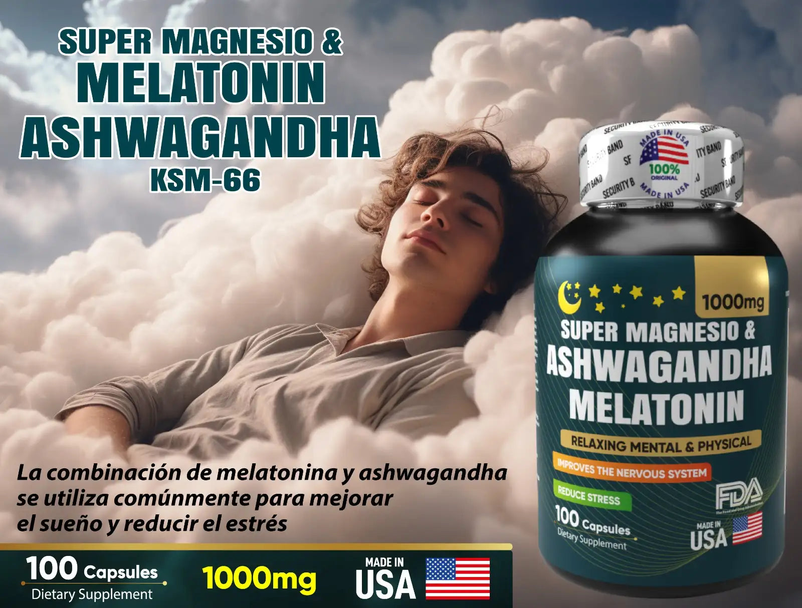 Super Magnesio + Melatonin + Ashwagandha KSM-66